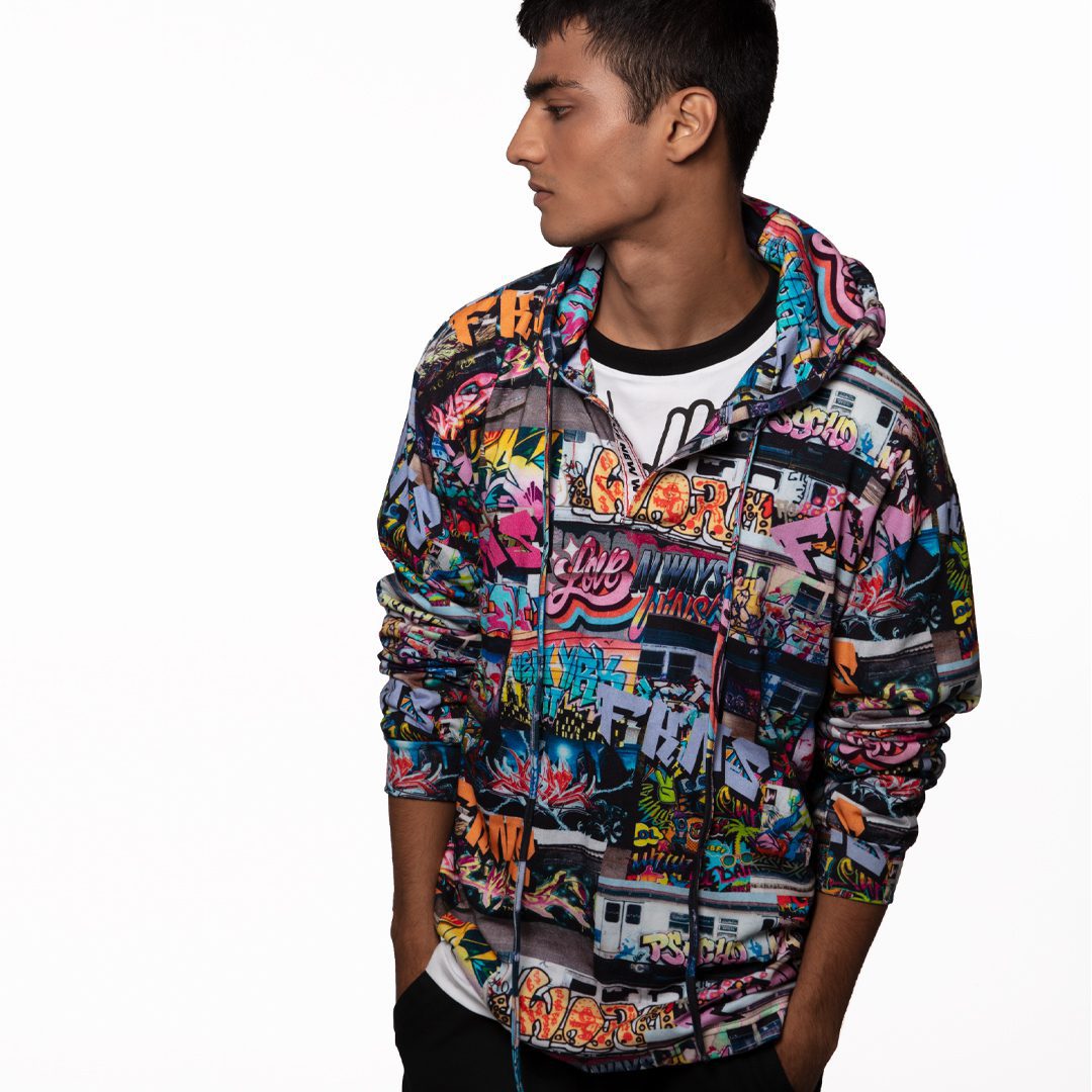 Graffiti Print Oversized Hoodie Tee 